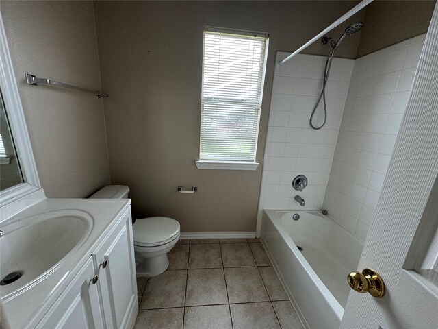 16407 Thyme Green Ln, Cypress, TX 77433 - bathroom featuring vanity, tile patterned flooring, toilet, bathtub / shower combination, and plenty of natural light