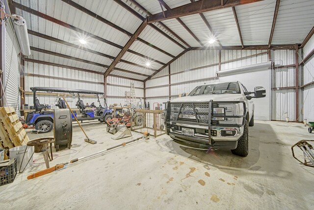 garage featuring metal wall