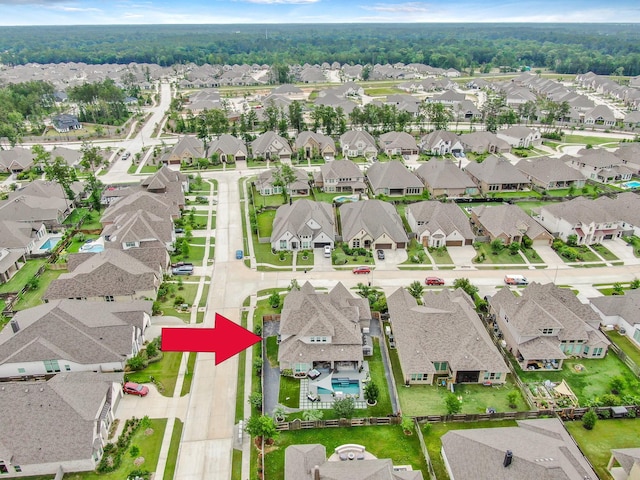aerial view with a residential view