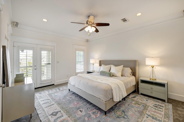 806 Waverly St, Houston, TX 77007 - bedroom featuring visible vents, baseboards, access to outside, and multiple windows