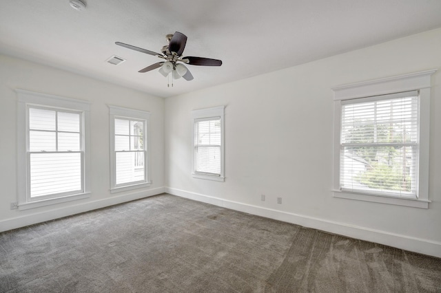 806 Waverly St, Houston, TX 77007 - carpeted empty room with baseboards, a ceiling fan, and visible vents