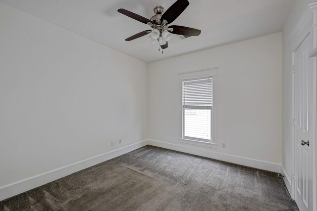 806 Waverly St, Houston, TX 77007 - empty room with baseboards, a ceiling fan, and carpet flooring