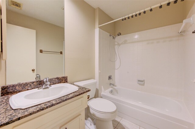11806 Brook Meadows Ln, Meadows Place, TX 77477 - full bath with tile patterned flooring, vanity, bathtub / shower combination, toilet, and visible vents