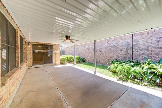 view of patio with ceiling fan