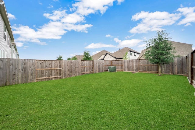 view of yard featuring a fenced backyard
