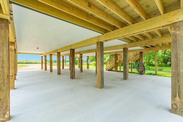 view of patio / terrace featuring stairs