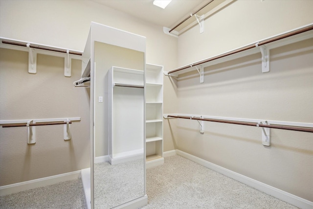 walk in closet featuring carpet floors