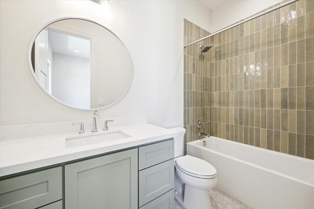 full bath with vanity, bathing tub / shower combination, and toilet