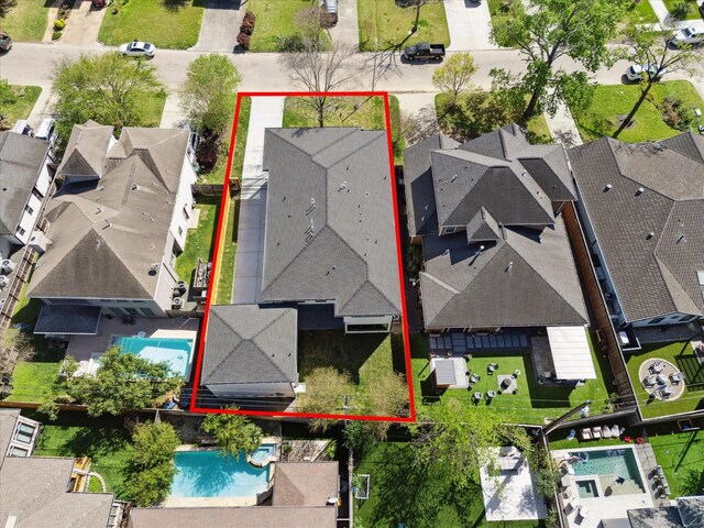 aerial view with a residential view