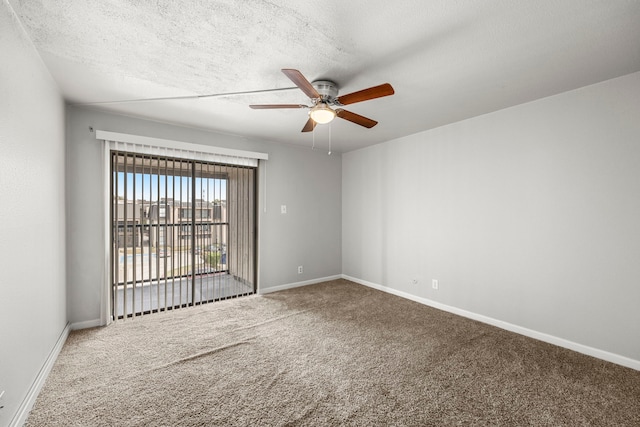 206 Plaza Verde Dr Unit D35, Houston, TX 77038 - empty room with baseboards, a ceiling fan, carpet, and a textured ceiling