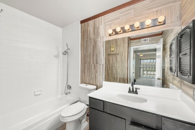 206 Plaza Verde Dr Unit D35, Houston, TX 77038 - bathroom with tub / shower combination, vanity, toilet, and visible vents