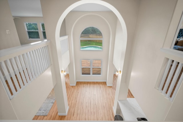 14206 Barker Bayou Ct, Cypress, TX 77429 - corridor featuring wood finished floors and baseboards