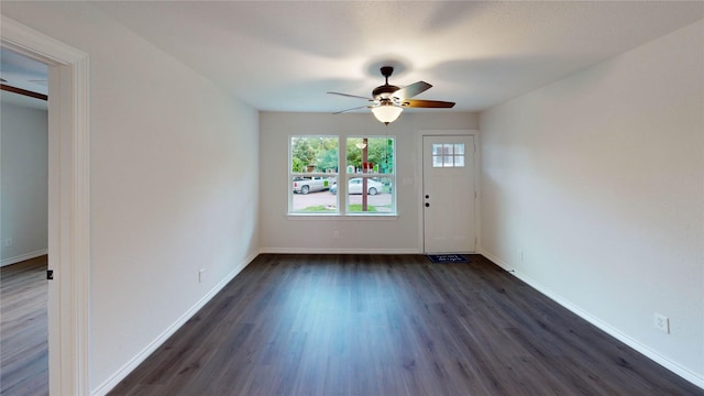 1002 Francis Dr, Pasadena, TX 77506 - entrance foyer with a ceiling fan, dark wood finished floors, and baseboards