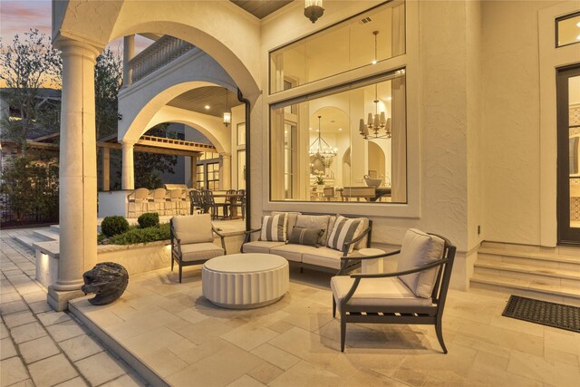 exterior space with an outdoor living space