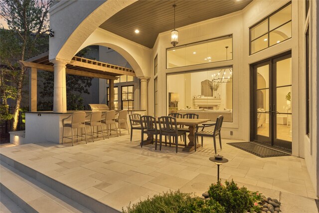 view of patio / terrace with a bar