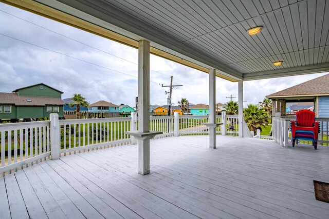 deck with a residential view