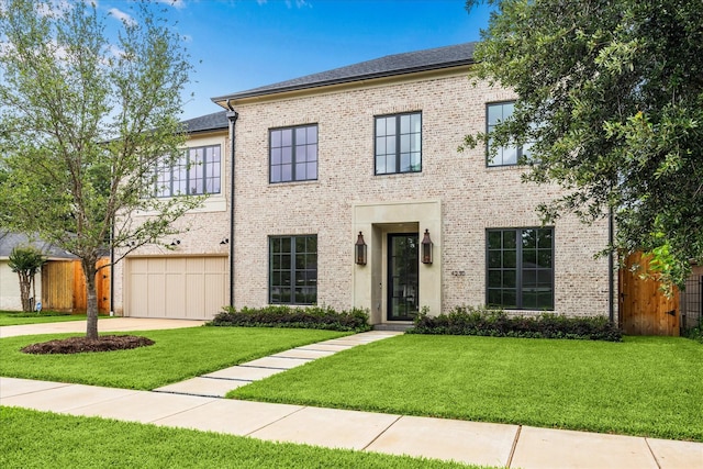 view of front of house featuring concrete driveway, brick siding, and an attached garage
