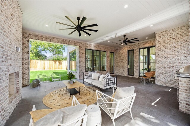 4230 Whitman St, Houston, TX 77027 - view of patio / terrace with an outdoor living space and a ceiling fan