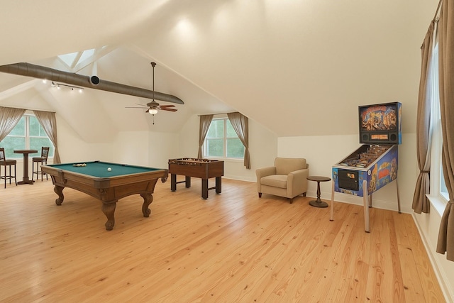 11958 White Oak Path, Conroe, TX 77385 - game room with light wood-type flooring, lofted ceiling, plenty of natural light, billiards table, and baseboards