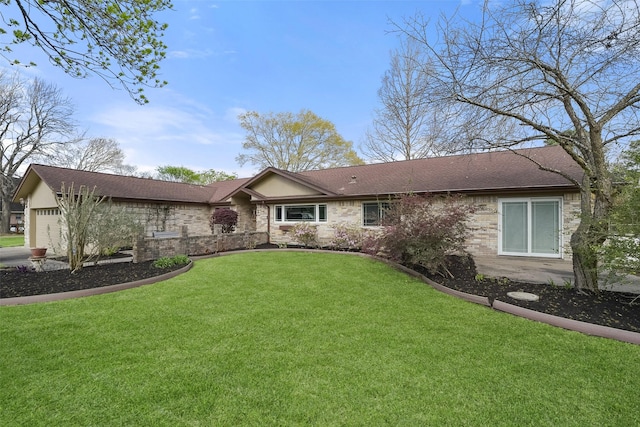 2711 N Saddlebrook Ln, Katy, TX 77494 - single story home featuring roof with shingles, brick siding, and a front yard