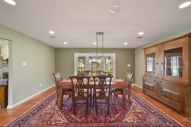 2711 N Saddlebrook Ln, Katy, TX 77494 - dining area featuring visible vents, recessed lighting, baseboards, and light tile patterned floors