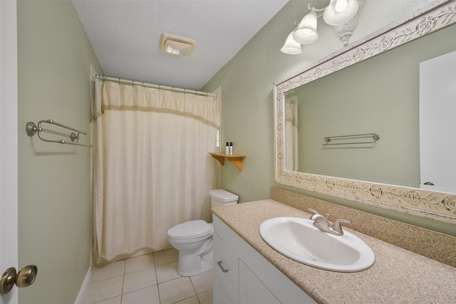 2711 N Saddlebrook Ln, Katy, TX 77494 - full bathroom with vanity, tile patterned flooring, toilet, and a shower with shower curtain