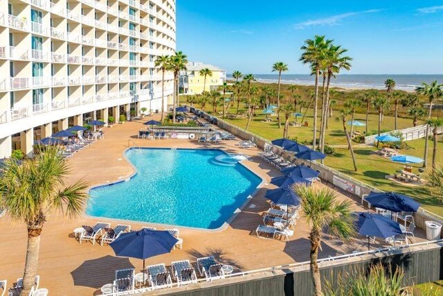 pool with a water view