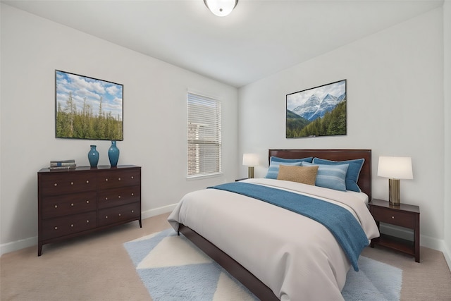 bedroom with baseboards and carpet