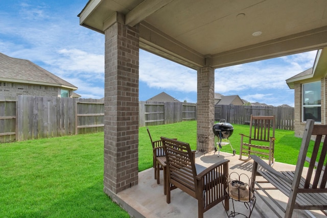 view of patio featuring a fenced backyard