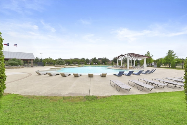 pool featuring a gazebo and a patio area