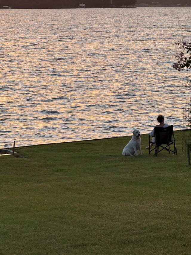 view of yard featuring a water view