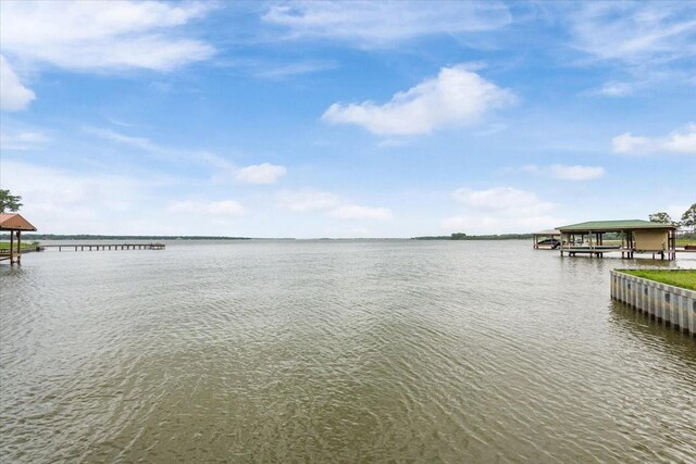 water view featuring a gazebo