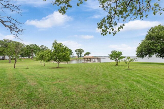 view of yard with a water view
