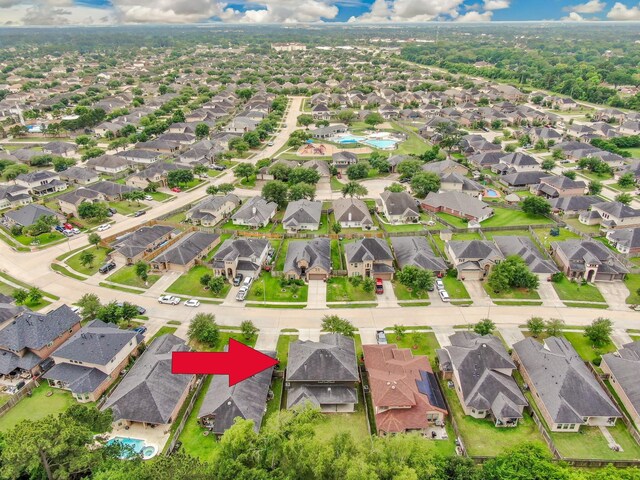 aerial view with a residential view