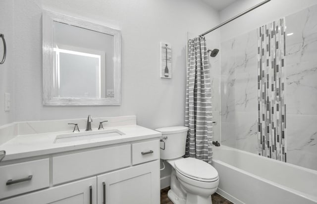 22814 Camino St, Galveston, TX 77554 - bathroom with vanity, shower / tub combo, and toilet