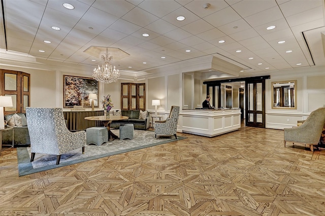 2929 Buffalo Speedway Unit A601, Houston, TX 77098 - common area featuring crown molding, recessed lighting, and a decorative wall