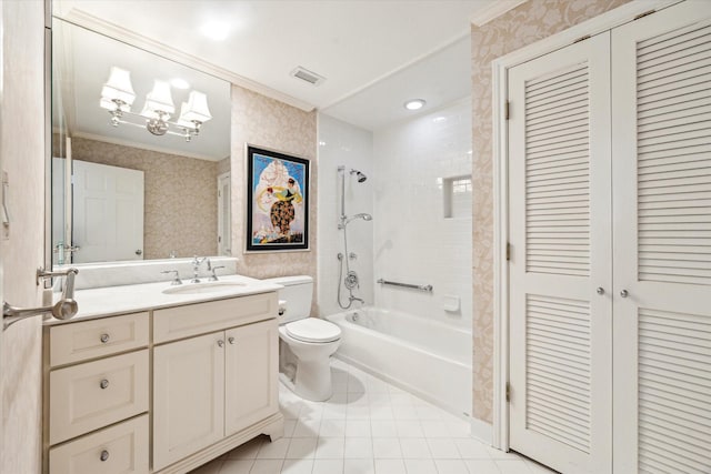 2929 Buffalo Speedway Unit A601, Houston, TX 77098 - full bathroom with wallpapered walls, vanity, a closet, washtub / shower combination, and tile patterned flooring