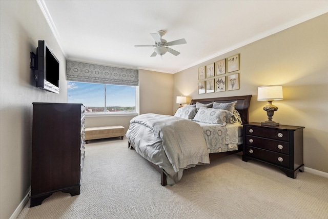 2929 Buffalo Speedway Unit A601, Houston, TX 77098 - bedroom with carpet flooring, crown molding, and a ceiling fan