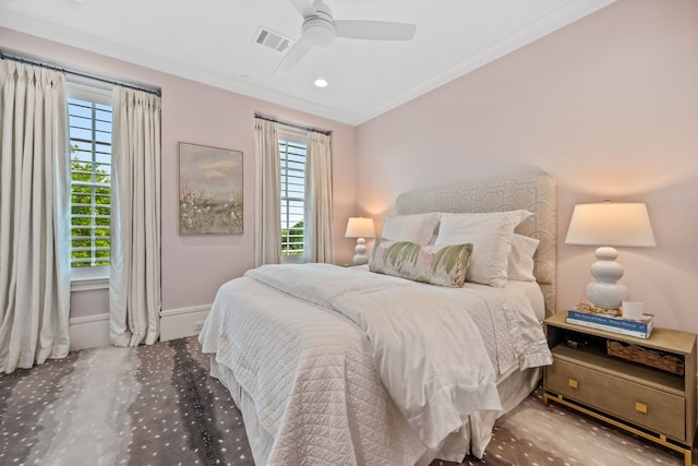 81 Crain Square Blvd, West University Place, TX 77025 - bedroom with visible vents, baseboards, crown molding, and multiple windows