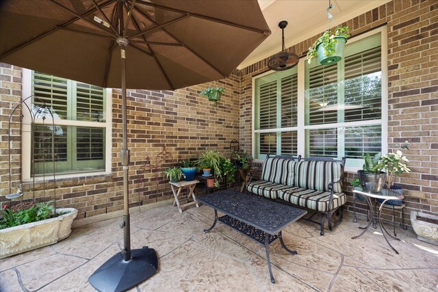 view of patio / terrace with an outdoor living space