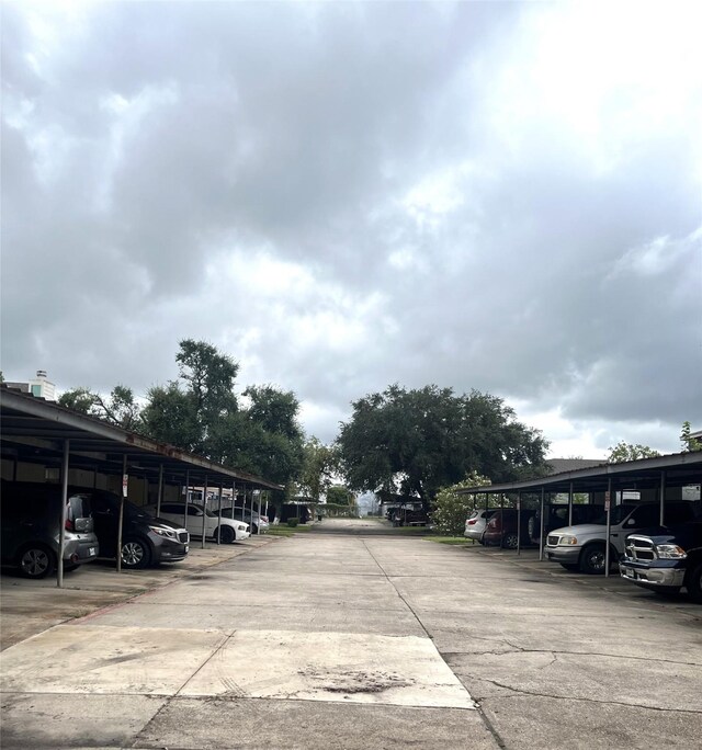view of covered parking lot