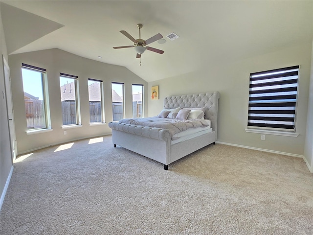 10422 Rigel Ridge Way, Richmond, TX 77406 - carpeted bedroom featuring lofted ceiling, baseboards, and ceiling fan