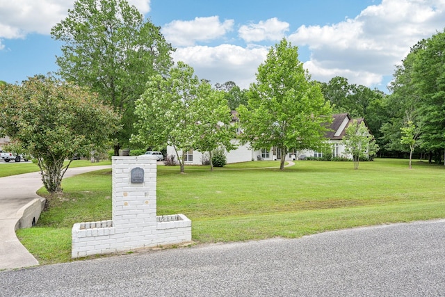 view of property's community featuring a lawn