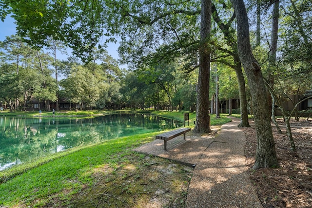 surrounding community with a water view