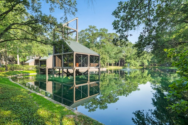 dock area with a water view