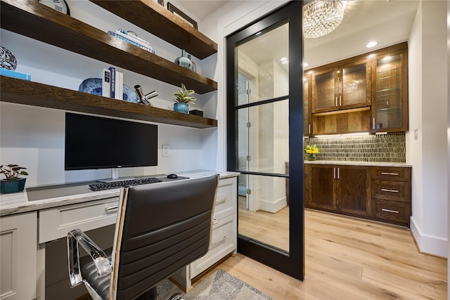 office featuring light wood-style flooring