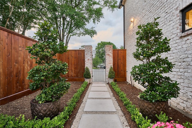view of yard featuring a gate and fence