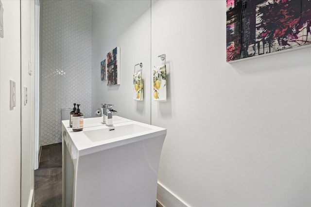 bathroom with baseboards and a sink