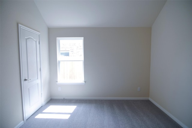 unfurnished room with carpet, vaulted ceiling, and a wealth of natural light