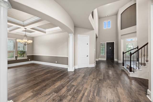 25211 Birchwood Springs Ave, Porter, TX 77365 - foyer with baseboards, dark wood-style flooring, a healthy amount of sunlight, and stairway